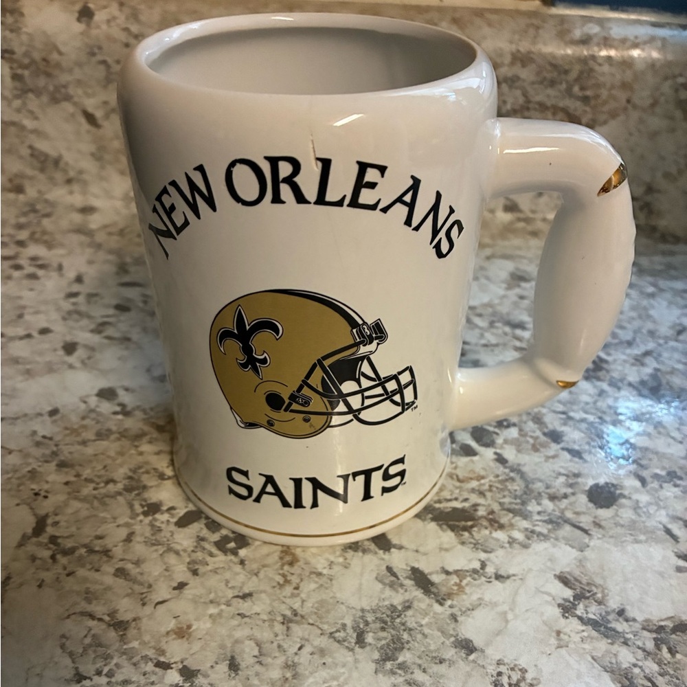 Vintage 1987 New Orleans Saints Ceramic White Mug